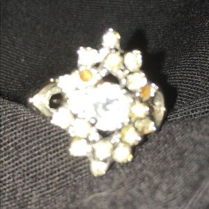 Vintage Ornate Cocktail Ring with clear stones